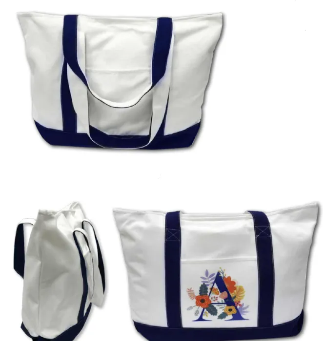 תיק קניות קנווס עם ידית ותחתית כחול בייבי